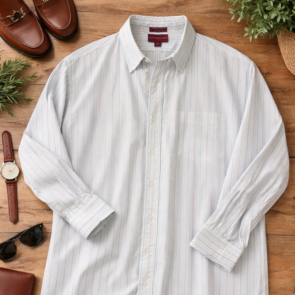 Ralph Lauren Striped Button Down Shirt Mens L Blue White Classic Preppy/Luxury - Picture 3 of 7